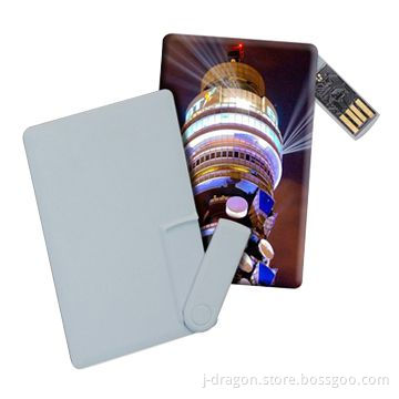 Credit Card Flash Drives, Rotating Design, 4-color Printing and Data Encryption